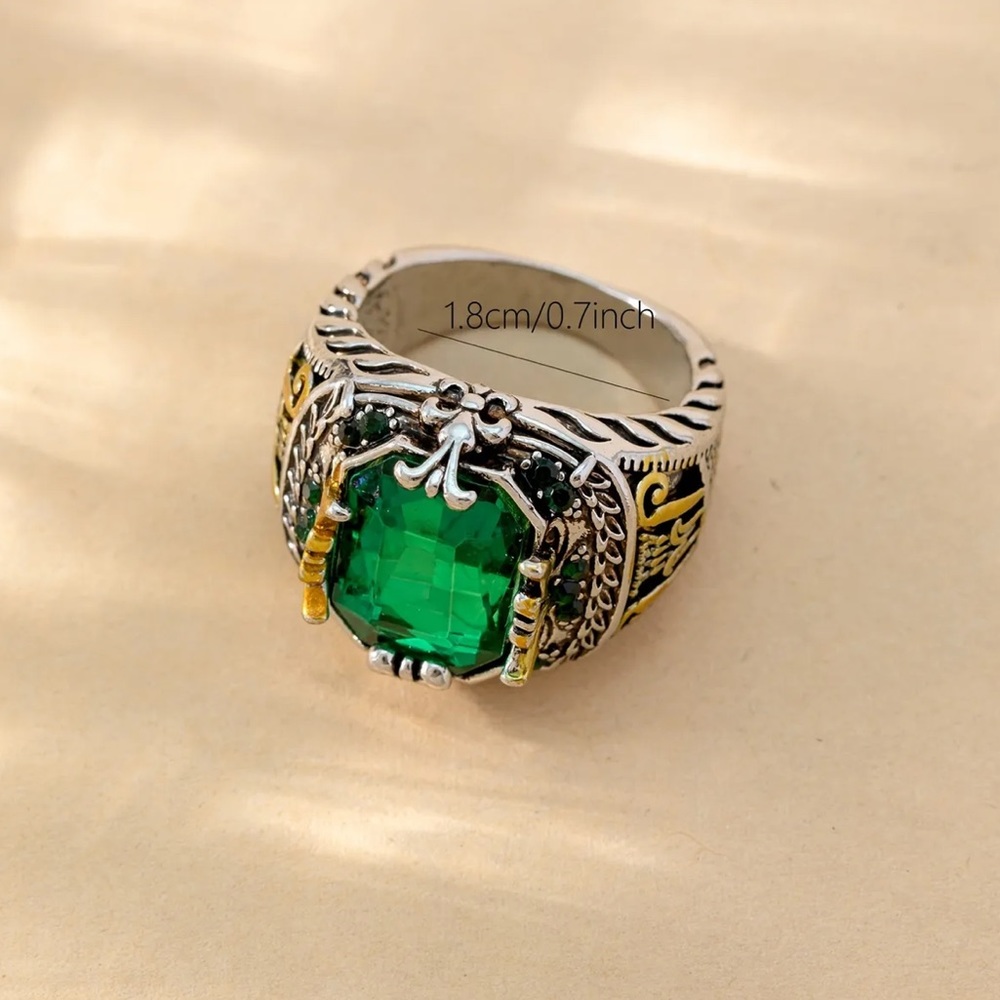 NEW Ottoman Empire Turkish Retro Large Emerald Silver 925 Ring - Picture 4 of 4